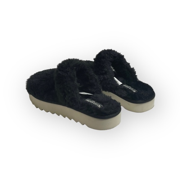 Koolaburra by UGG 𖦹 Comfy Vegan Faux Fuzzy Fur Slide Sandal 𖦹 Black White 𖦹 6 - Picture 7 of 16